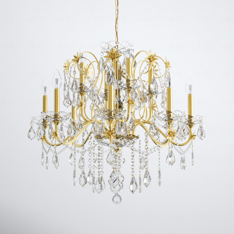 Dagmar 12-Light Tiered Crystal Chandelier, Gold, Royal Cut