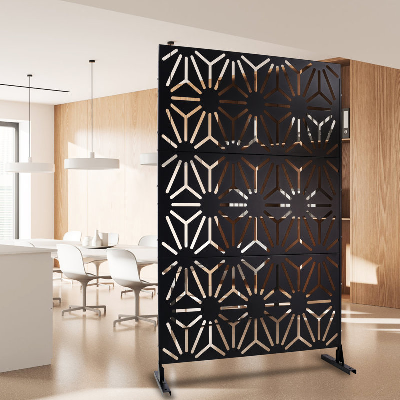 Écran d'intimité en métal H 76 po en métal - autoportant pour la pelouse et le jardin. Noir, noir, espaces extérieurs pour la terrasse, le patio, pour rehausser l'extérieur