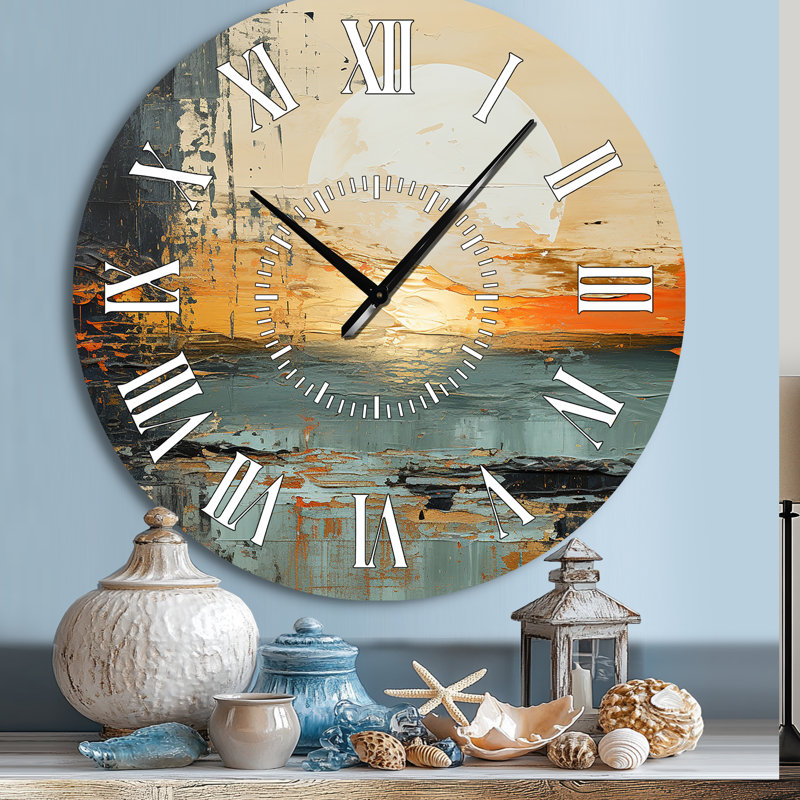 Horloge murale moderne Modern Coastal Mystic Sunrise I, Grand