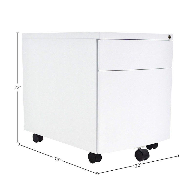 Classeur vertical mobile 2 tiroirs Keighly, Blanc
