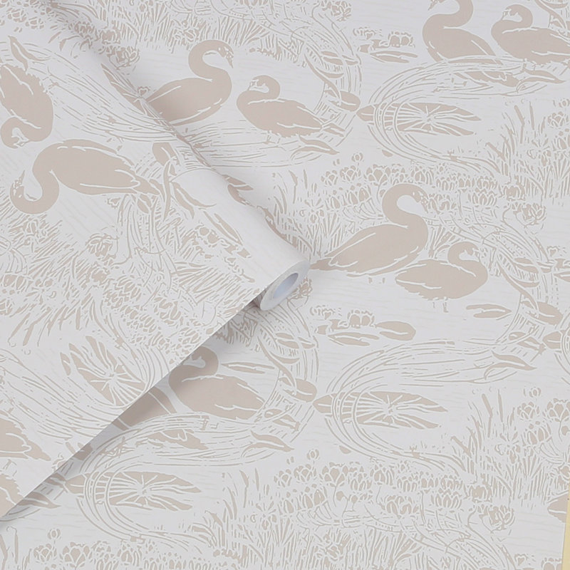 Laura Ashley Swans Dove Grey Wallpaper, Dove Grey