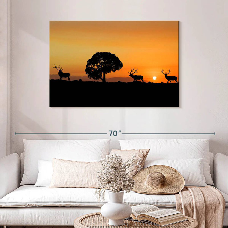 Brampt Elk Sunset, 30" H x 45" W