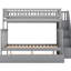Lit superposé simple au-dessus d'un lit double avec lit gigogne et escalier, gris - Design compact, gris espace et option de sommeil fonctionnel en escalier-1320565217-1320565219