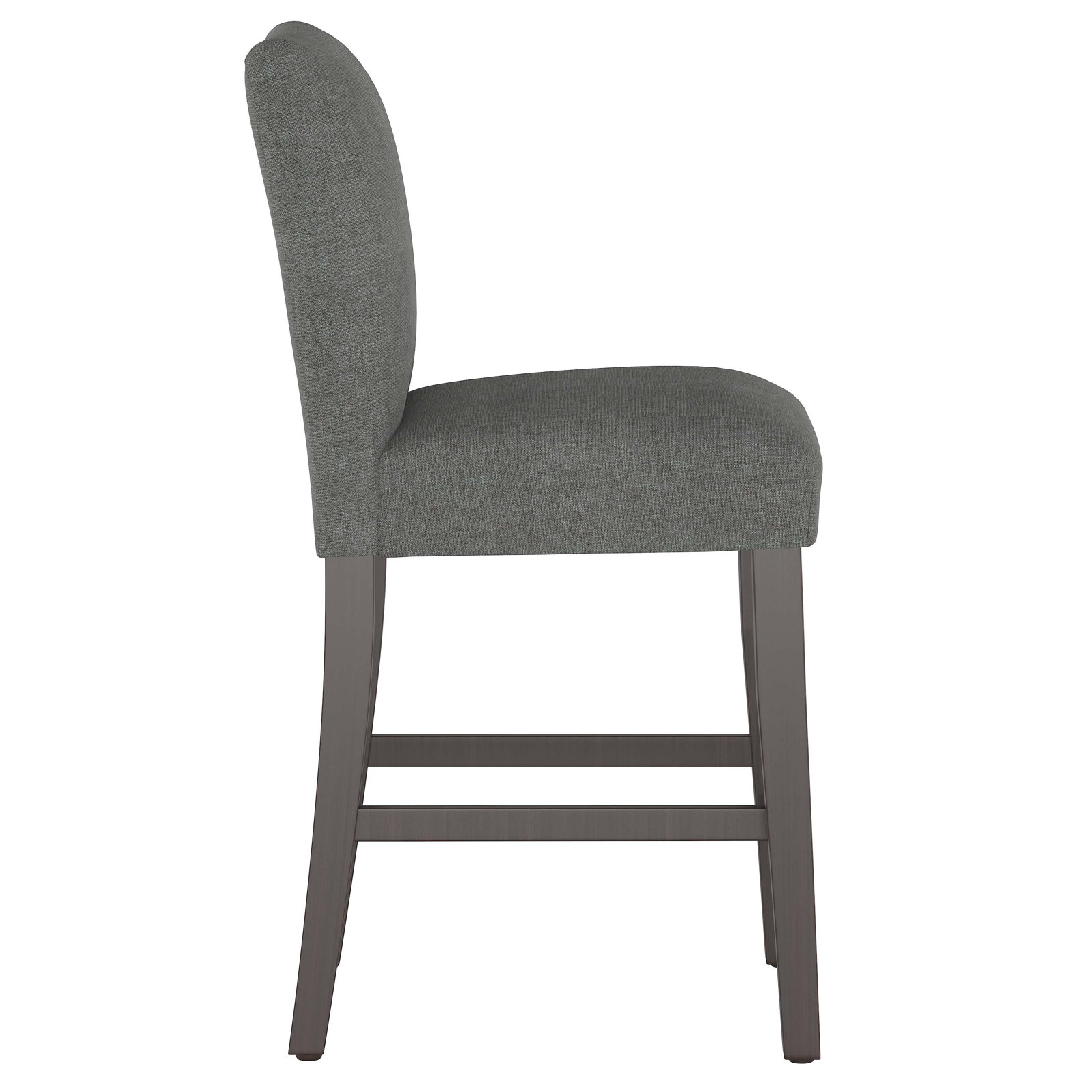 Hadrien Bar and Counter Stool, Zuma Charcoal Textured Linen, Counter Stool (26" Seat Height), Black Wood
