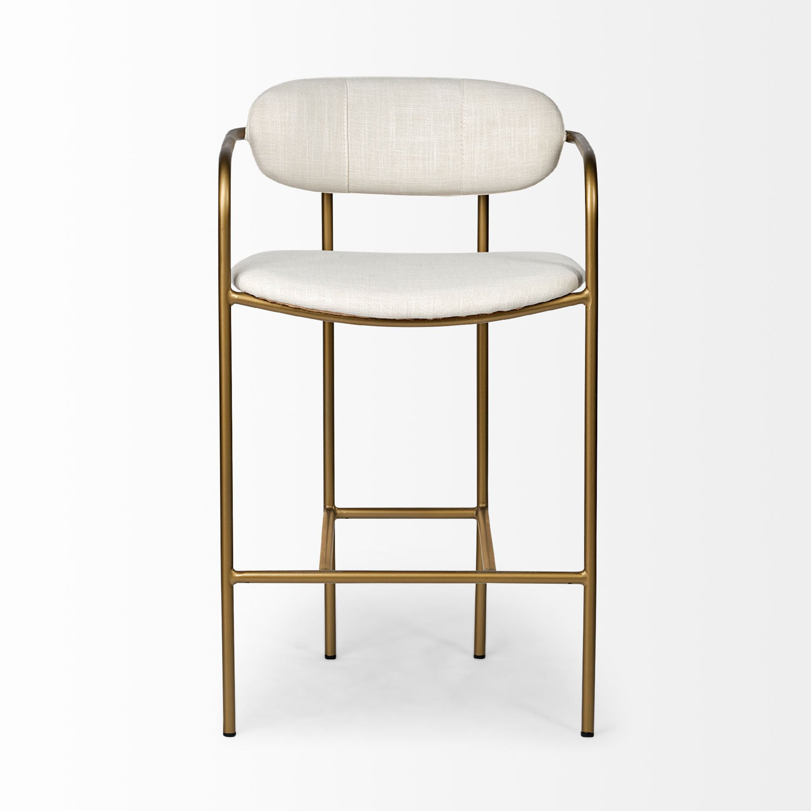 Belarus Fabric Seat Stool, Counter Stool (26.5” Seat Height), Antiqued Gold, Cream Linen Blend