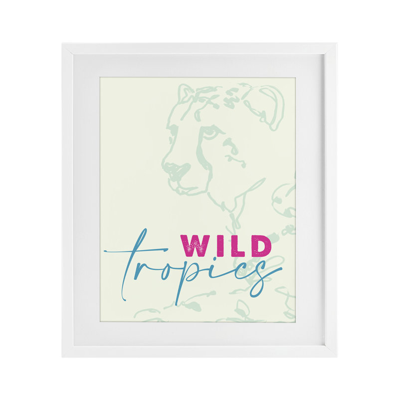 «Wild Tropics Cheetah», reproduction sous verre encadrée, design par Lanie Loreth, H 16 po x l 13 po, Cadre blanc côtier