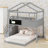 Pine Wood House-Shaped L Bunk Bed With Storage Staircase, Blackboard And Wooden Slats Support-1516734264