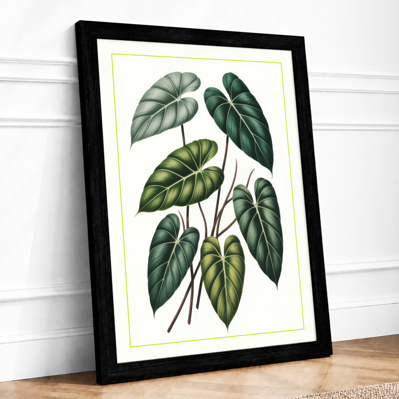 Leafy Study Botanical - Framed Print, A4 - 29.7 x 21.0 cm, Black