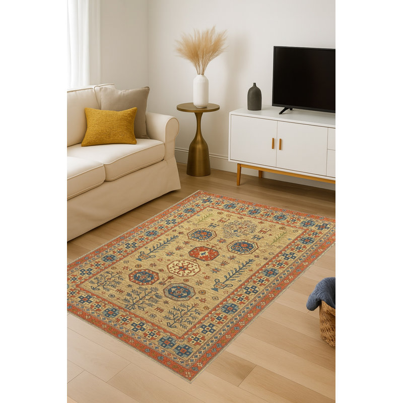 Tapis beige tissé traditionnel Mosso, 2 pi x 2 pi 11 po