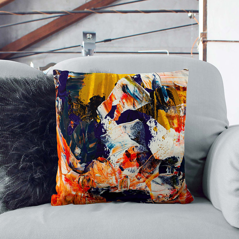 Abstract Square Throw Cushion, 55 x 55 cm, White