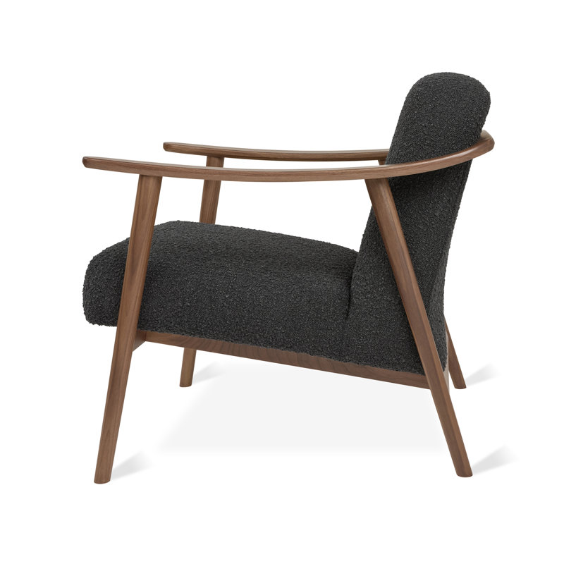 Baltic 76.2Cm Top Grain Leather Wide Armchair, Black, Brown Wood