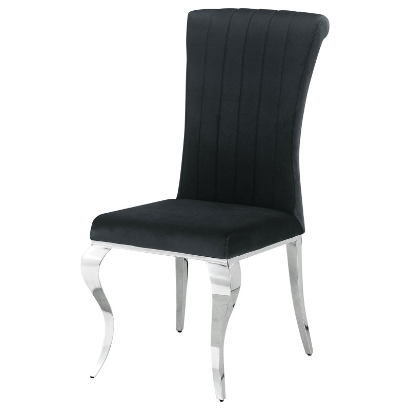 Chaise de salle à manger rembourrée, Velours noir