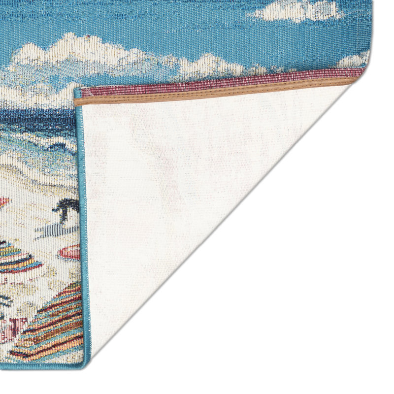 Radele Striped Polyester Non-Skid Kitchen Mat, Rectangle 2' x 2'10"