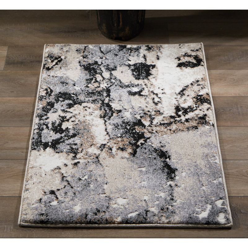 Tapis abstrait beige / gris Towne, Rectangle 2 pi 1 po x 3 pi 3 po