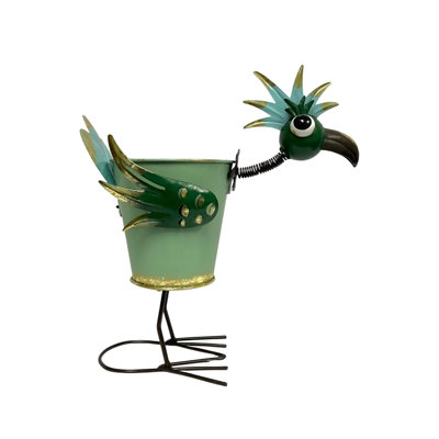 Metal Turquoise and Green Toucan Planter