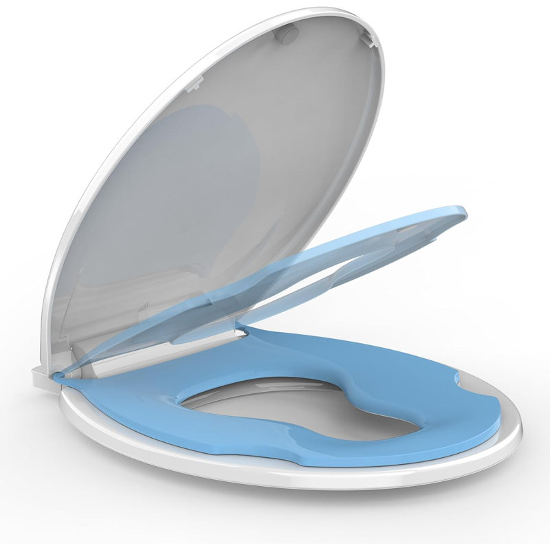 Toilet Seat Round,Toilet Seat With Toddler Seat Built In, Potty Training Toilet Seat Round Fits Both Adult And Child, With Soft Close, Easy Install And Clean - Round White And Blue