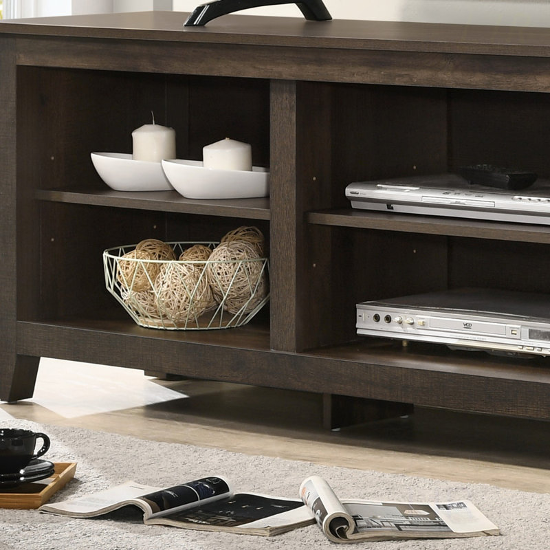 TV Stand With Open Shelves And Cable Management, Tv Cabinet, Brown