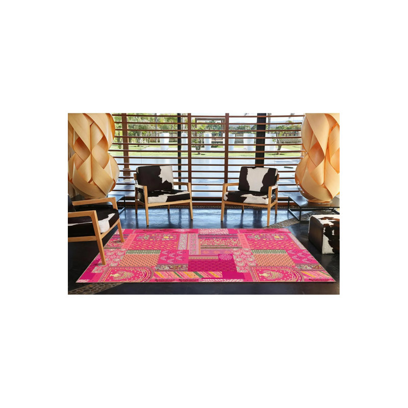 Tapis de sol tissé rose, Rectangle 5 pi 2 po x 7 pi 11 po