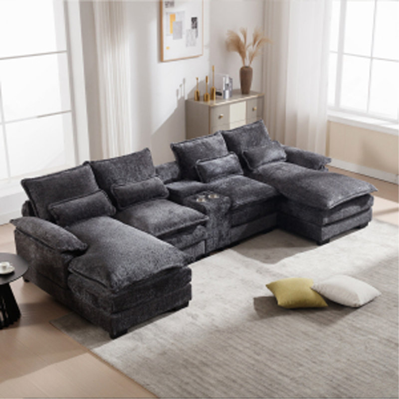 Modern U-Shaped Sofa With Console
