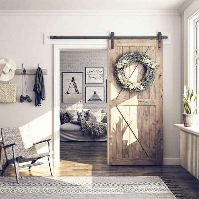 6.8FT Barn Door Hardware Kit, Sliding Barn Door Tr...