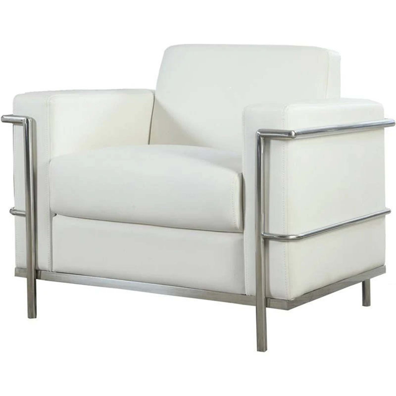 Fauteuil club moderne avec cadre chromé, aucun assemblage requis