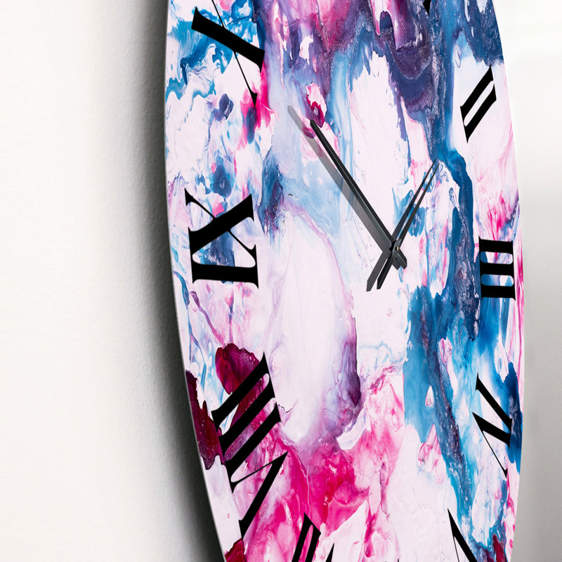 Horloge murale moderne en marbre rose et bleu, Moyen
