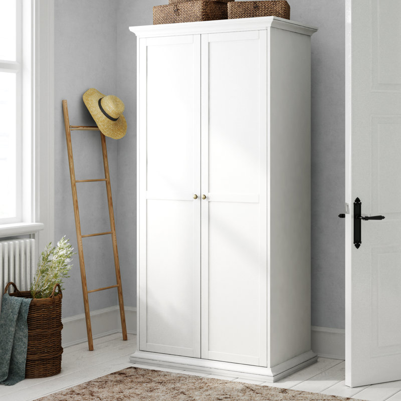 Woodburn 2 Door Manufactured Wood Wardrobe, White