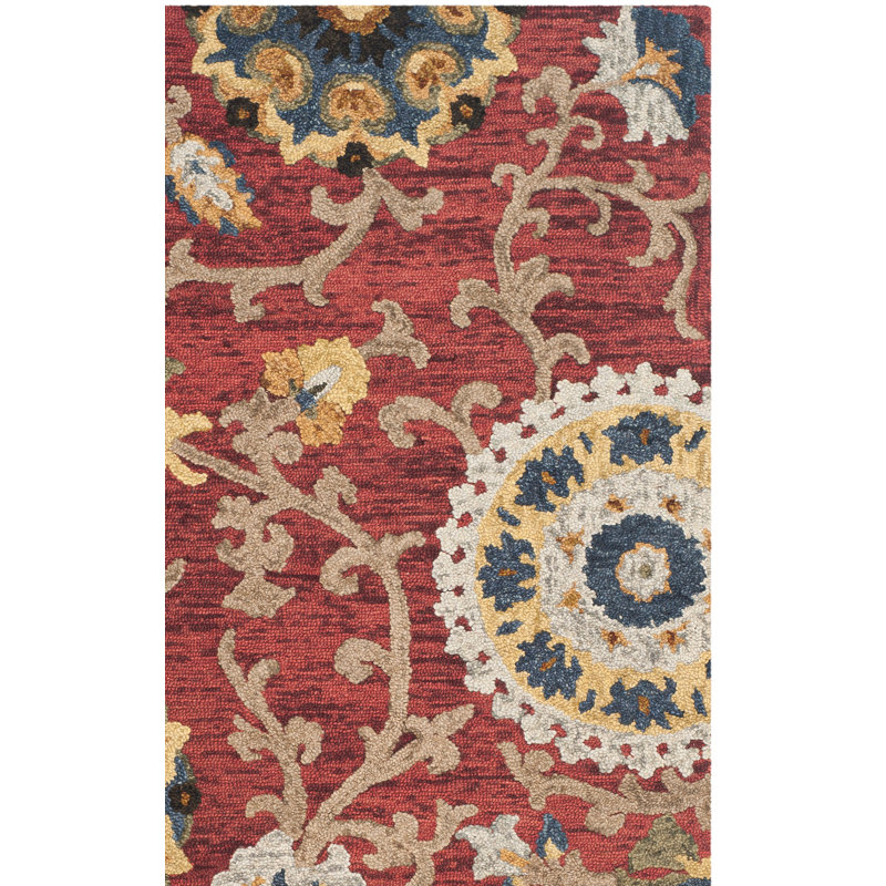 Tapis en laine à motif floral touffeté à la main Ferrera, Rectangle de 10 pi x 14 pi