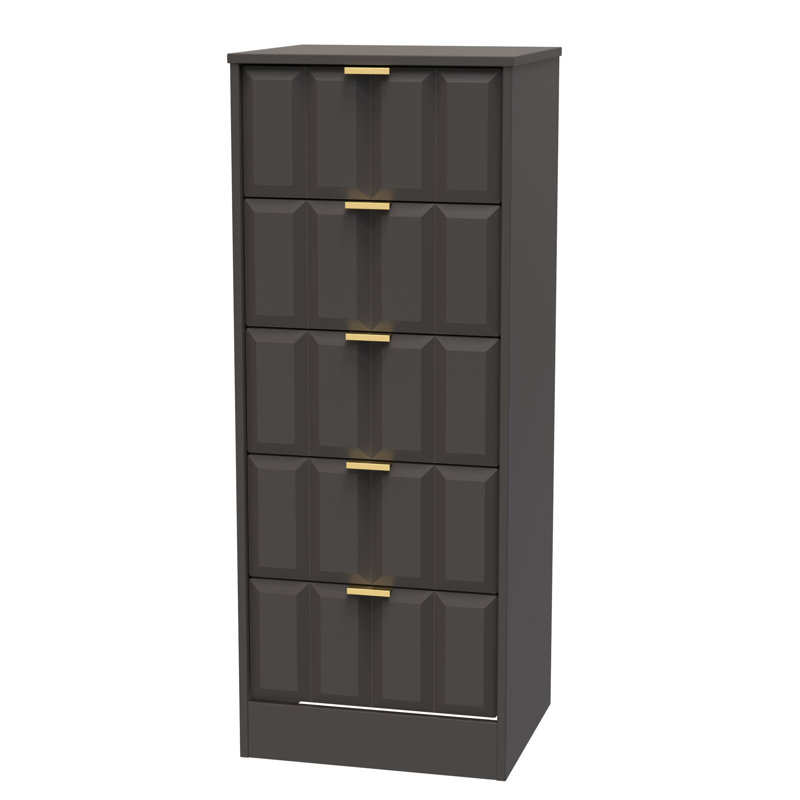 Arnesto 45cm W Manufactured Wood Bedside Table, Graphite Black