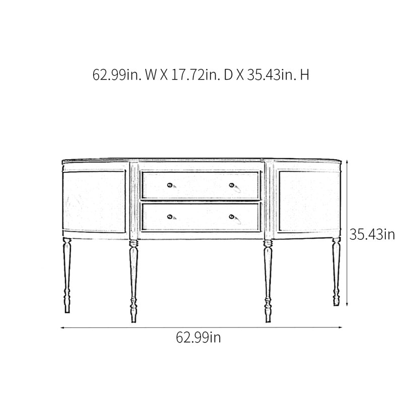 Console Retro, H 35,43 po x l 62,99 po x P 17,72 po