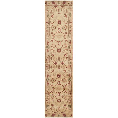 Tibetan Hand Knotted Wool Pile Oriental Rug in Pink/Beige