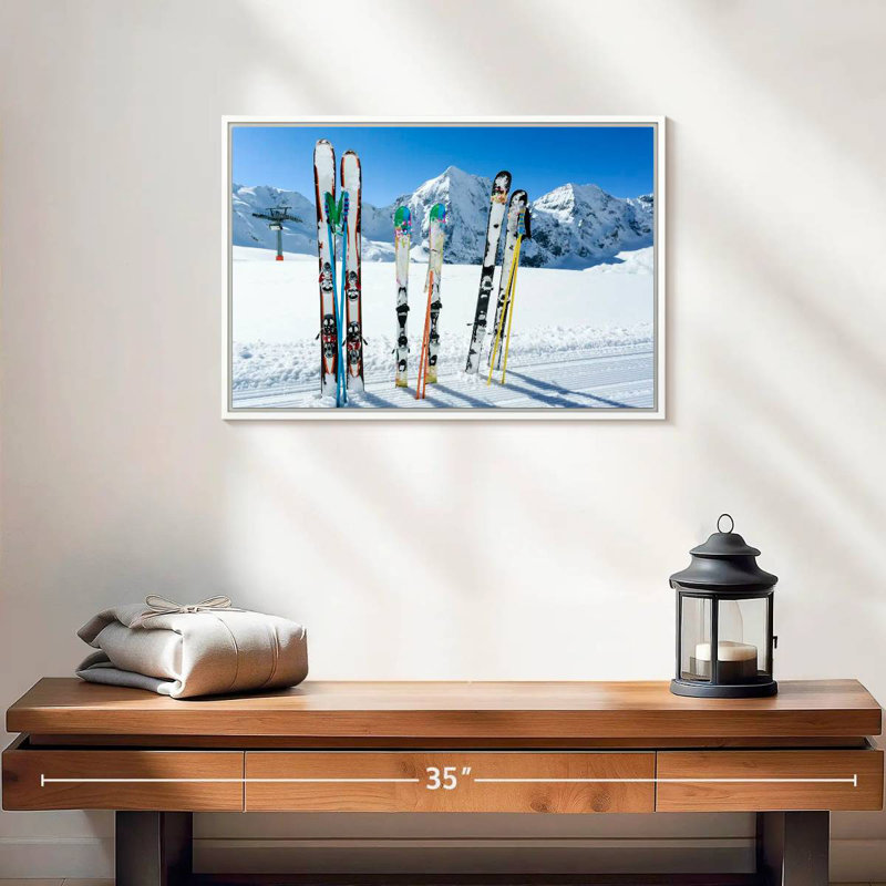 Skis des montagnes enneigées, Cadre flottant blanc, 19 po x 13 po