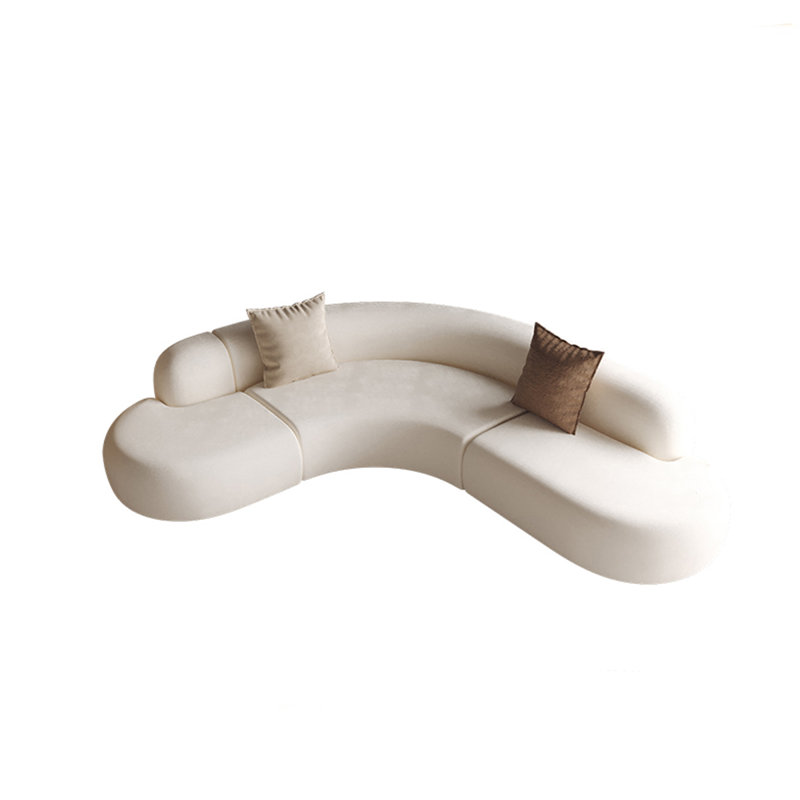 Canapé courbé blanc 94,49 po, 3, H 27,56 po x l 94,49 po x P 33,46 po