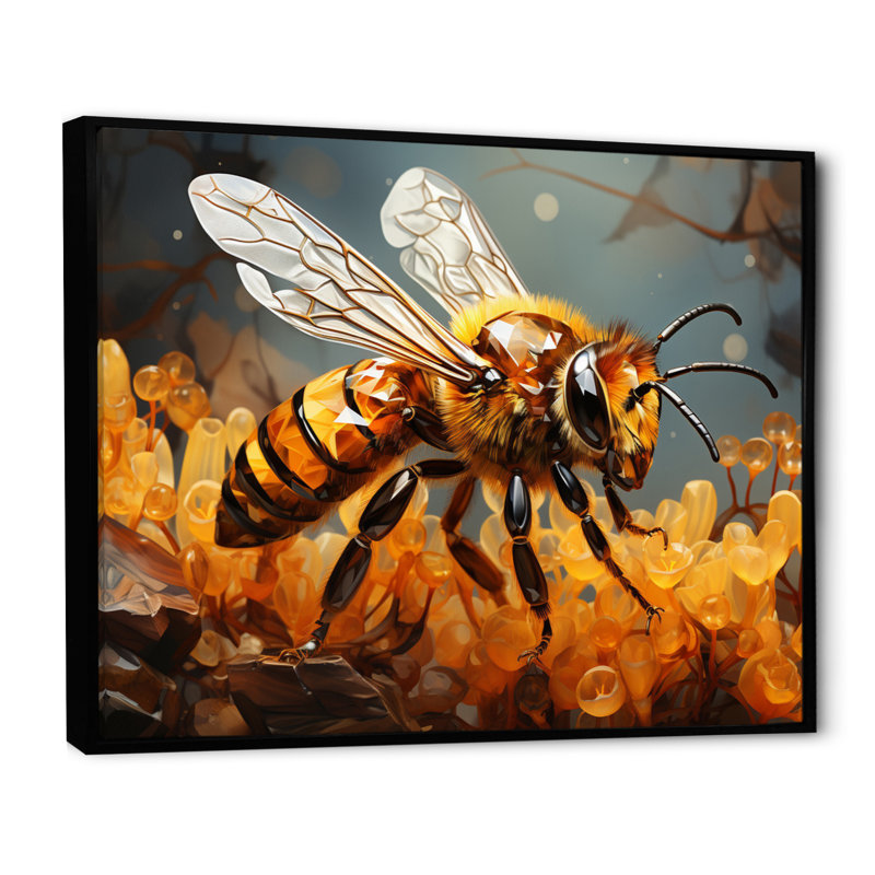 «Bee Busy Worker II», reproduction sur toile, H 12 po x l 20 po x P 1 po, Cadre photo noir