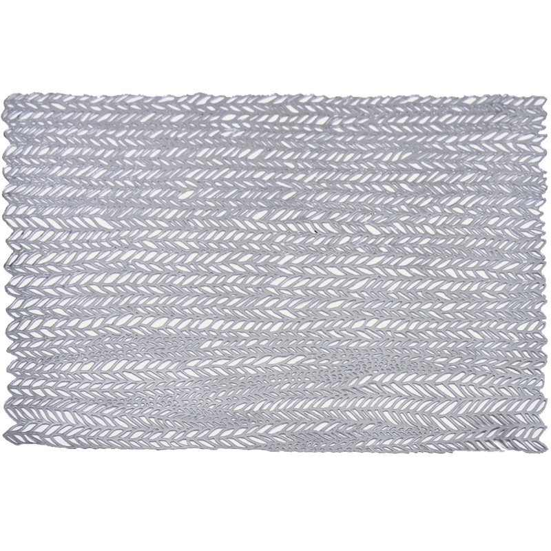 Durable Herringbone PVC Placemats Set of 6 Heat-Resistant Table Mats for Dining and Christmas Decor, Silver