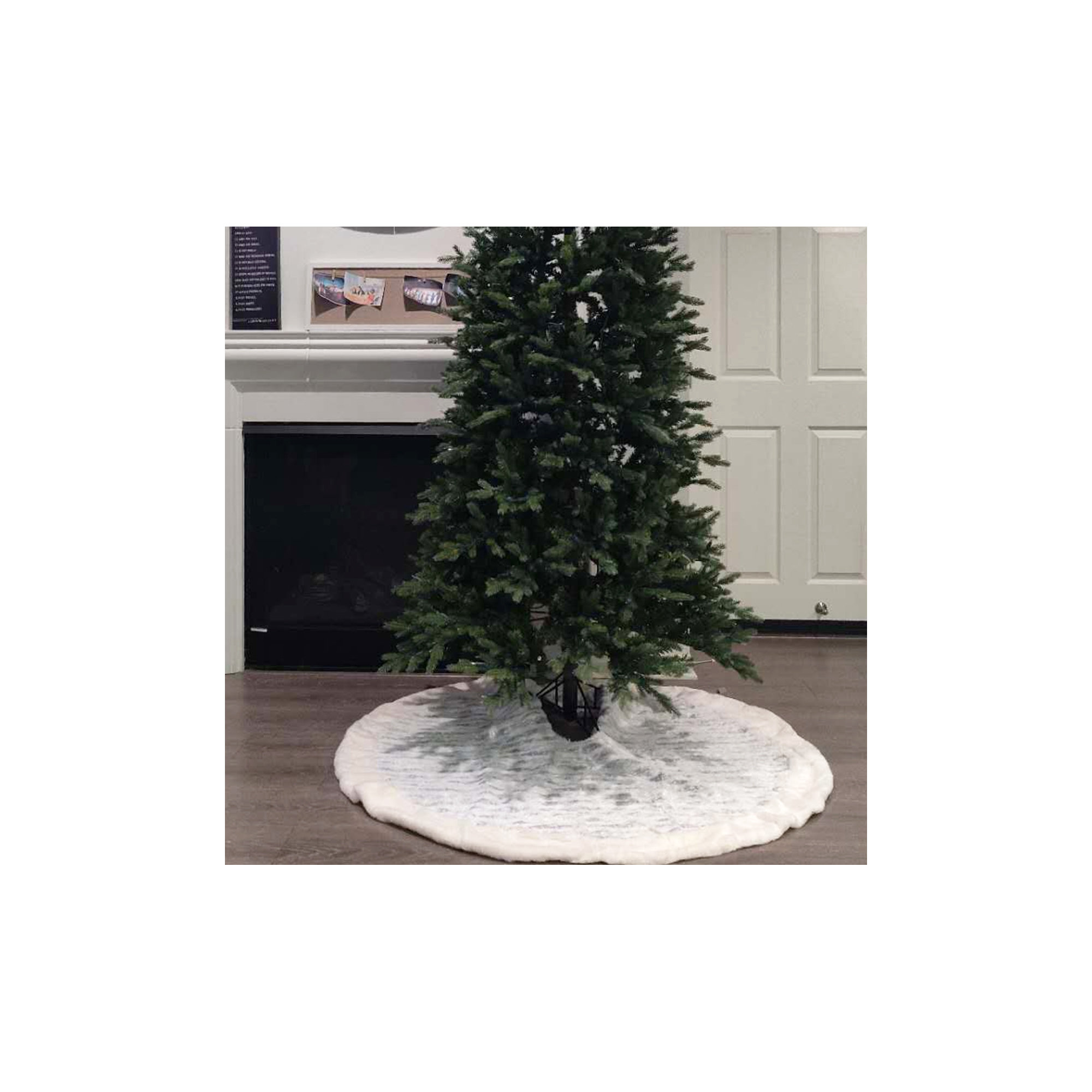 Faux Fur Tree Skirt, Silver, 52" H x 52" W