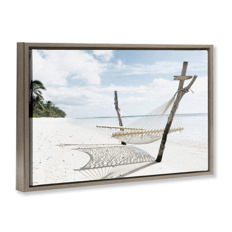 Cadre flottant Beachside Idyll Scene, design par Noah Bay, H 17 po x l 25 po, Cadre flottant orme Montalcino