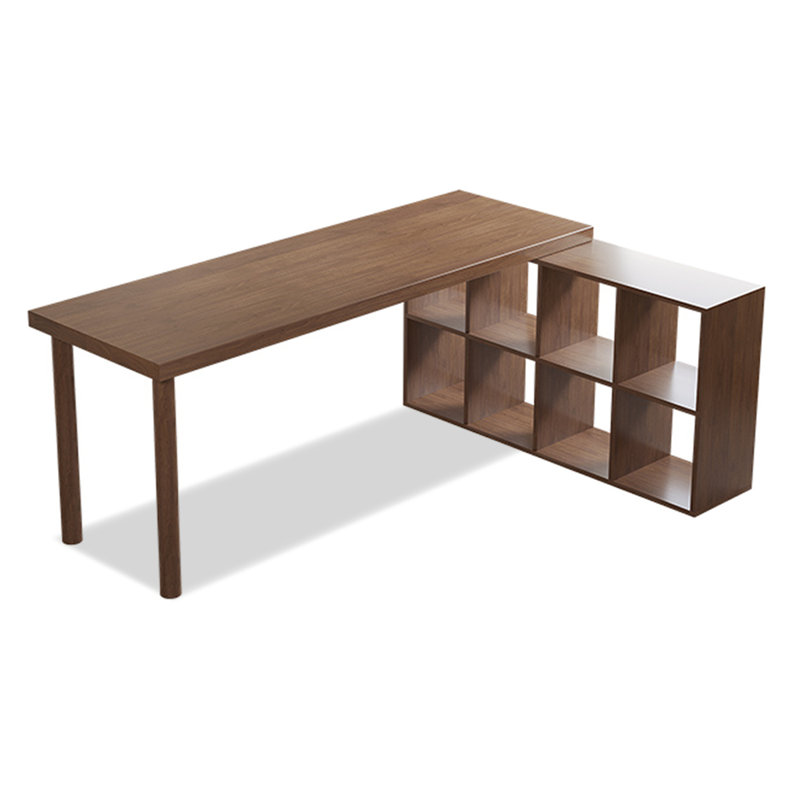 Bureau en L en bois massif avec compartiments de rangement, H 29,53 po x l 55,12 po x P 55,12 po