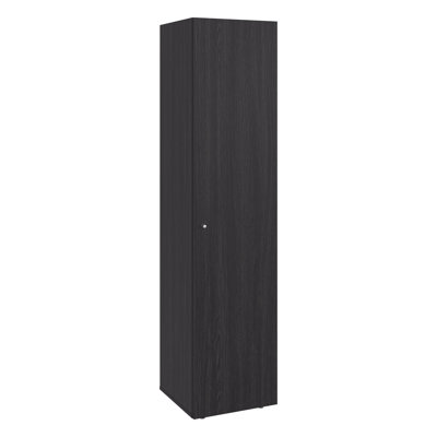 Single-door Freestanding Tall Cabinet For Bathroom Linens And Towels - 4 Horizontal Shelves, Modern Design Linen With Single Door Shelves Storage Style, Dark Walnut