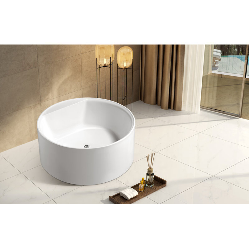 Kingston Brass Aqua Eden 53-Inch Acrylic Round Double Ended Freestanding Tub with Drain