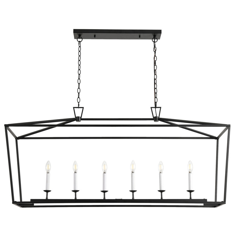 6 luminaires suspendus en fer noir à intensité variable