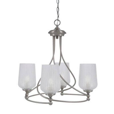 Lustre 4 lumières avec verre texturé 5 "Sadea
