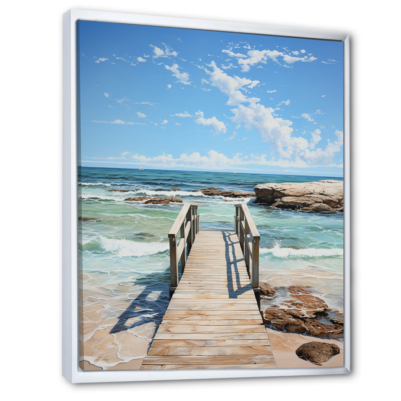 Impression sur toile encadrée «poids et quai», H 20 po x l 12 po x P 1 po, Cadre flottant blanc