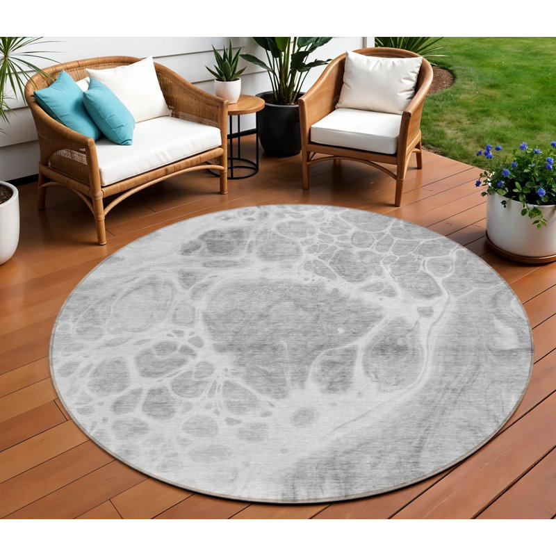 Tapis rond gris 8 pi