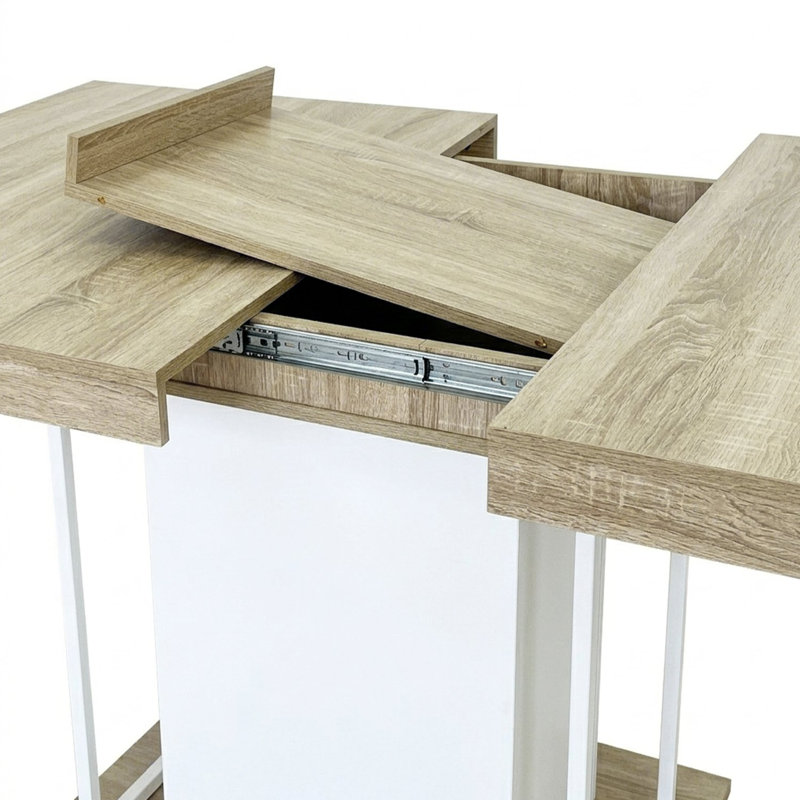 Table de salle à manger extensible pour 6 à 10 personnes avec effet de bois vieilli, réglable de 160 à 200 cm
