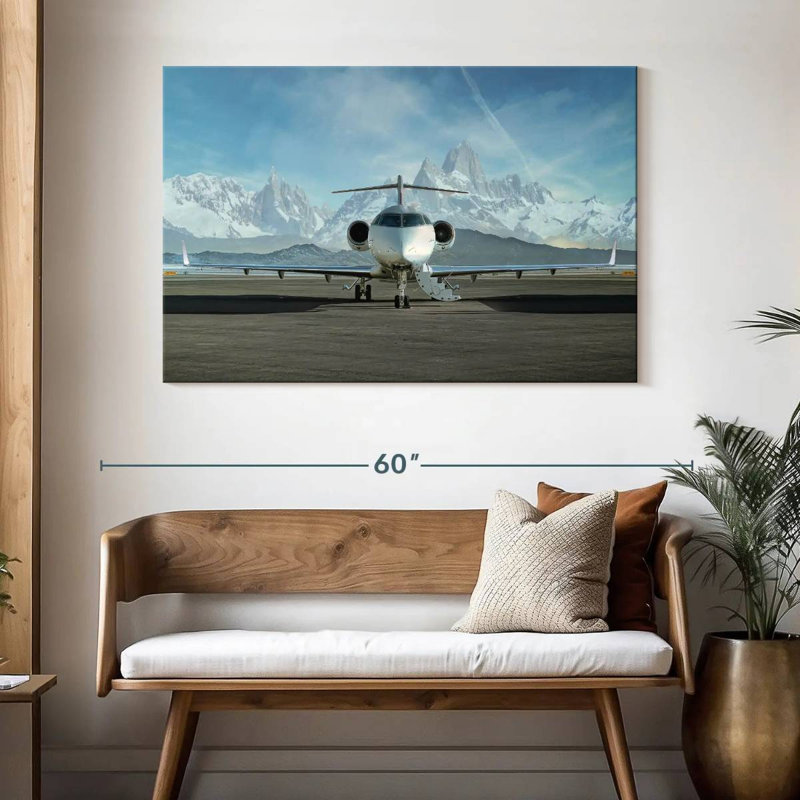 Mehar Snowy Mountains Private Jet, 32" H x 48" W