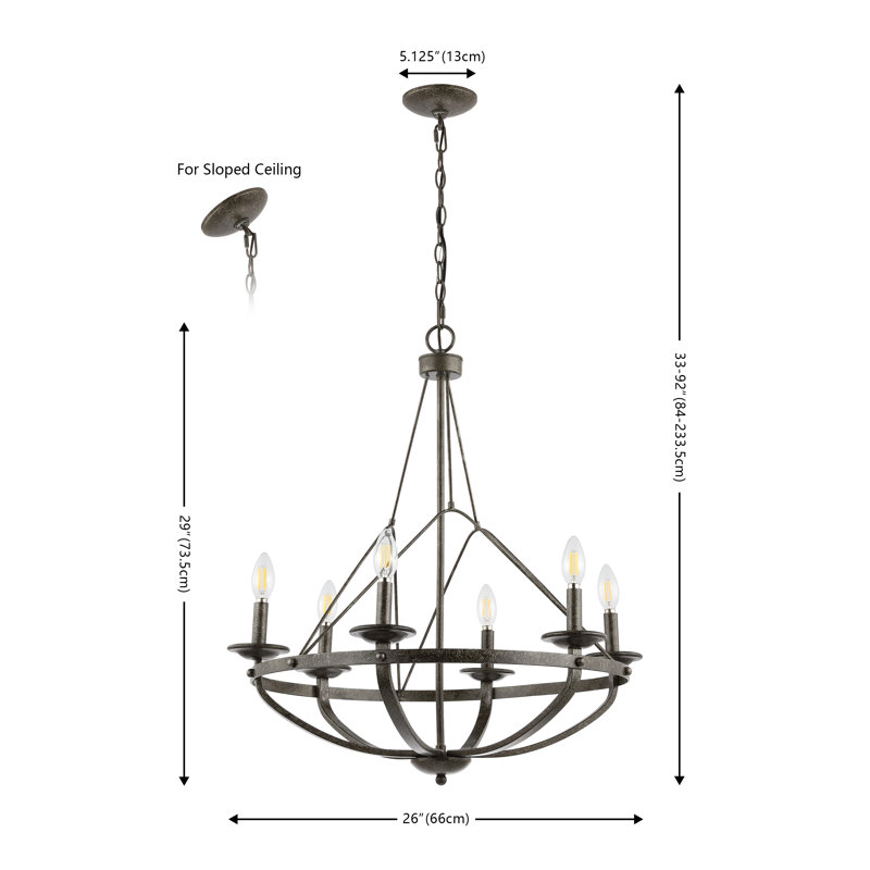 Yavette 6 - Light Dimmable Chandelier