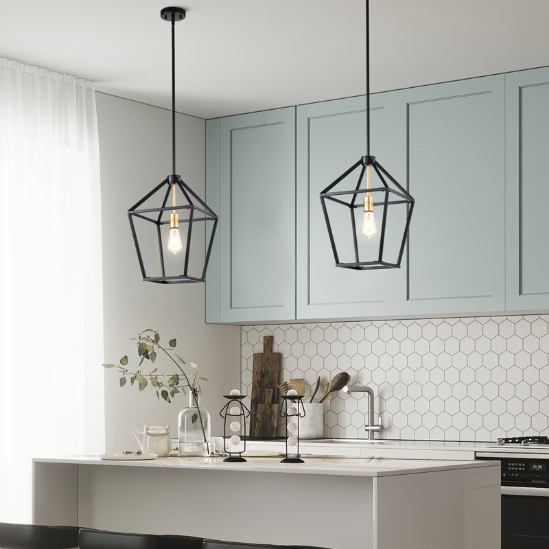 Makinley Farmhouse 1-Light Kitchen Island Linear Pendant Light, Matte Black, 75.5" H X 12" W X 12" D