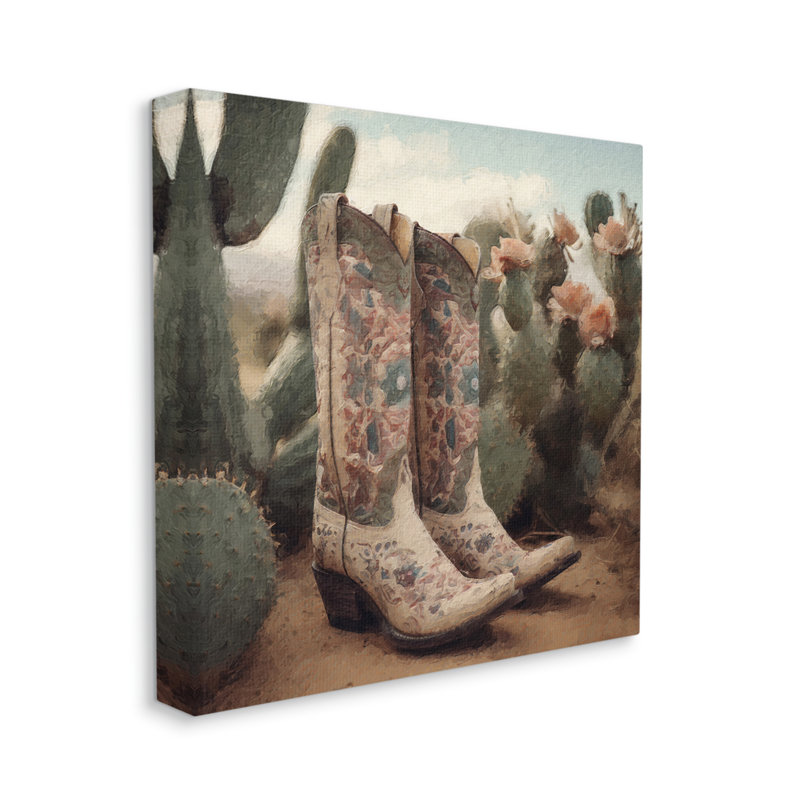 Cowboys et cactus sur bois, impression, H 36 po x l 36 po x P 1,5 po