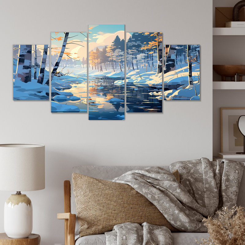 Paysage d'hiver enneigé, rivière Sunrise - paysage d'hiver